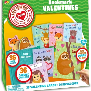 36Pcs Valentines Gift Cards With Cute Animal Bookmarks