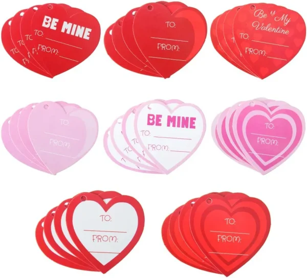 28Pcs Kids Valentines Cards With Translucent Valentines Hearts-Classroom Exchange Gifts
