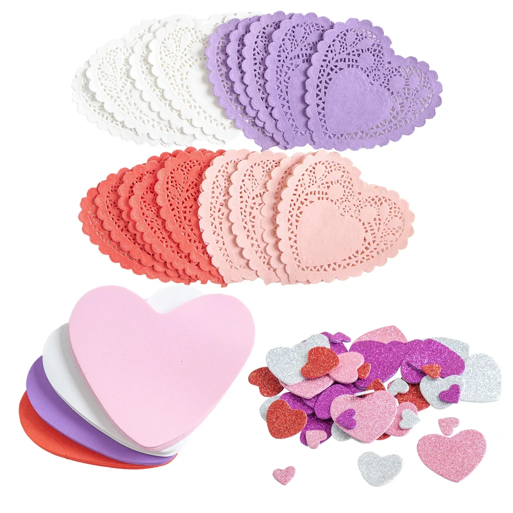 24 Pcs Valentine's Day Large Foam Hearts for Crafts 6 Inch Self Adhesive  Foam Stickers Hearts Shape for Valentines Day DIY Party Favors Decorations