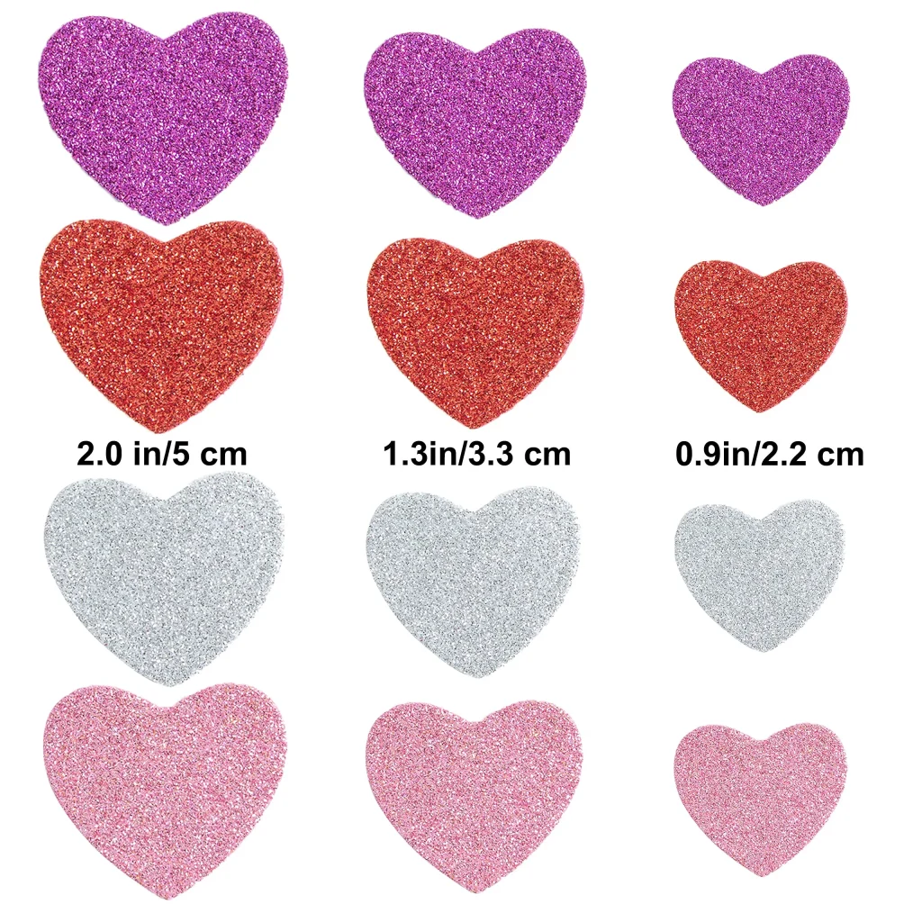 Glittered Heart and Star Foam Stickers - Valentine's Day - Holiday Crafts