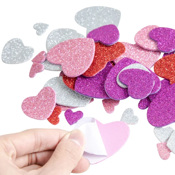 24pcs Heart Shaped Doilies and Foam Heart Stickers