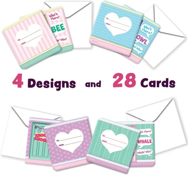 28Pcs Valentines Gift Cards Of Knock Knock Jokes