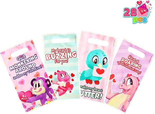 28Pcs Valentines Day Stationery Set with Treat Bags for Kids-Classroom Exchange Gifts