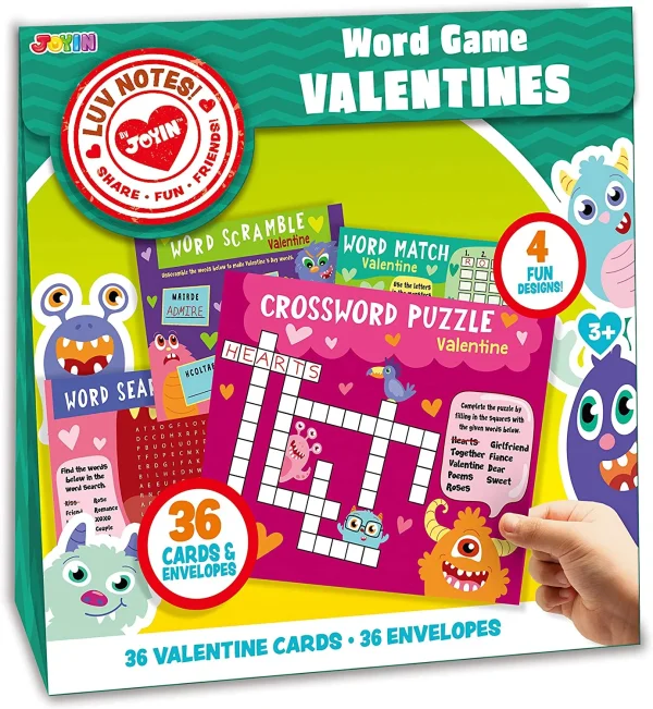 36Pcs Valentines Gift Cards With Word Game Cards