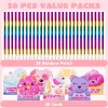 28Pcs Rainbow Pencil  with Kids Valentines Cards for Classroom Exchange