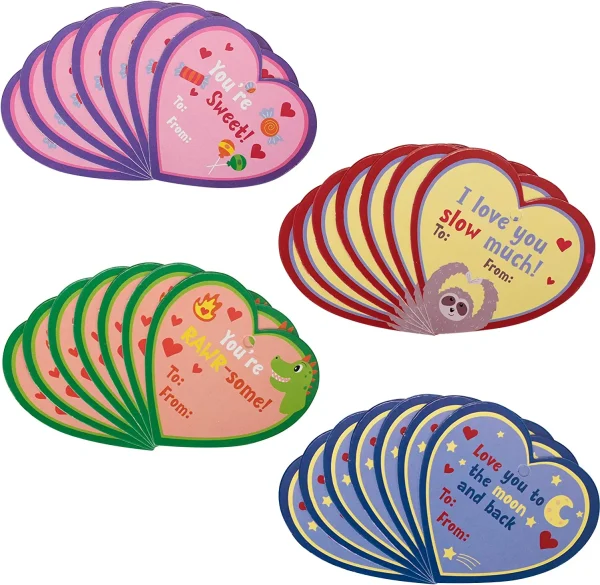 28Pcs Prefilled Hearts with Jigsaw Puzzles and Valentines Day Cards for Kids-Classroom Exchange Gifts