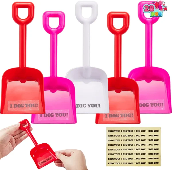 28Pcs Valentines Plastic Toy Shovels