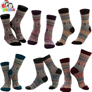 6pcs Womens Christmas Wool Winter Socks