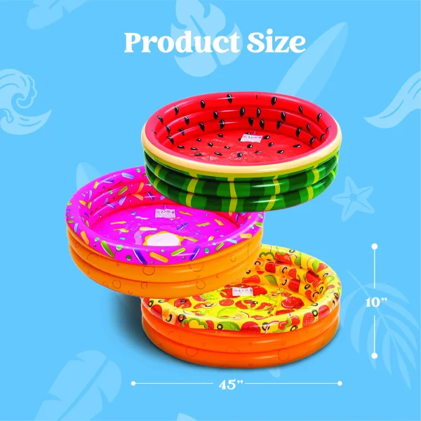 3pcs Watermelon Donuts and Pizza Inflatable Kiddie Pool 47in