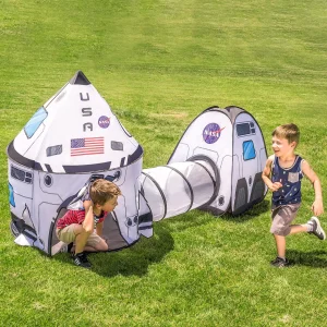 White Rocket Ship Pop Up Play Tent With Tunnel (5)