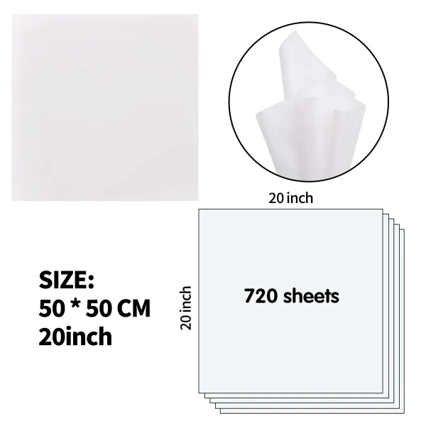 720pcs Christmas White Tissue Paper