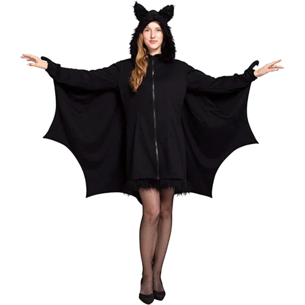 Woman Bat Halloween Costume with Zip Hoodie