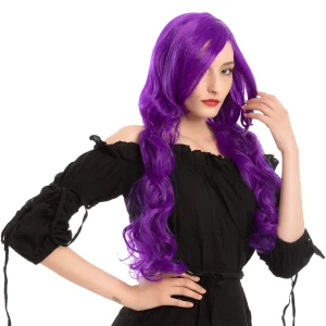 Women Long Purple Curly Wig – Adult