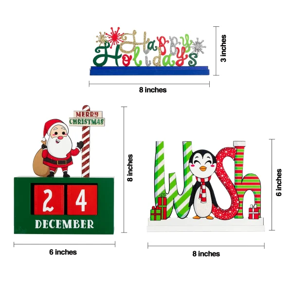 6pcs Christmas Wooden Tabletop Centerpiece Signs