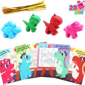 Valentines Dinosaur Crayon with Cards 28 Packs