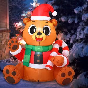 5ft Tall Holiday Teddy Bear Inflatable