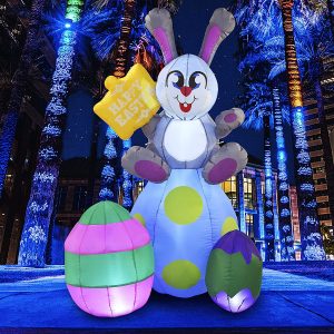 6ft LED Inflatable Easter Bunny and Eggs