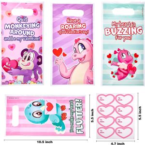 48 Pieces Valentines Day Treat Bags Set for Kids