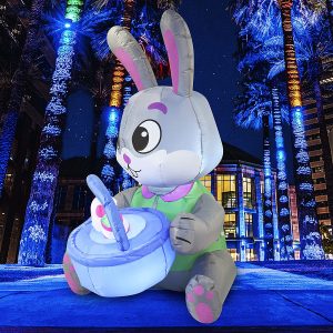 5ft LED Easter Basket and Eggs Inflatable Decoration