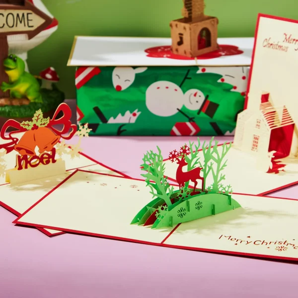 7pcs Pop-up 3D Christmas Card Greetings Envelopes