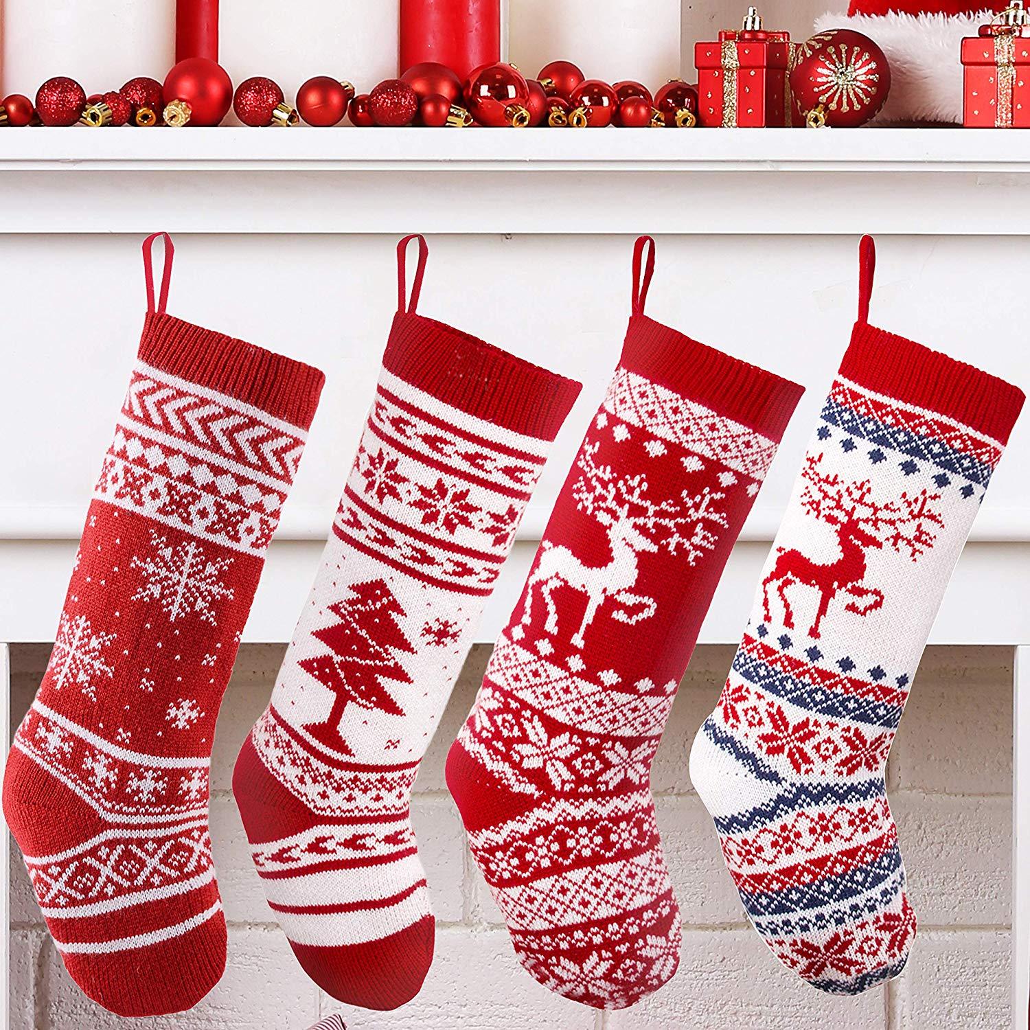 15″ Knit Stockings, 4 Pack