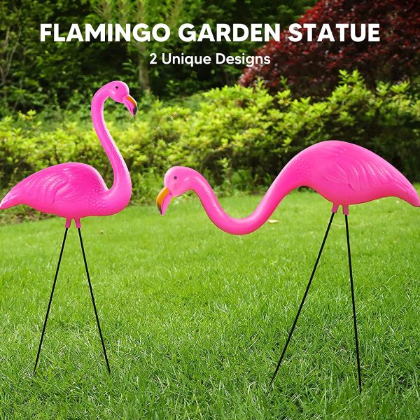 Syncfun Small Pink Flamingo Yard Ornament, Set 6