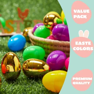 100Pcs Colorful and Golden Easter Egg Shells 2.3in