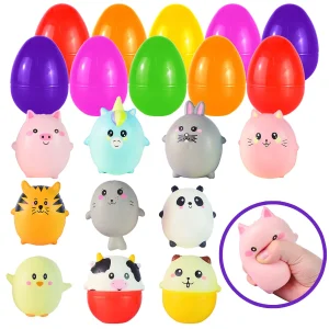 10Pcs Cute Animal Squishy Prefilled Easter Eggs