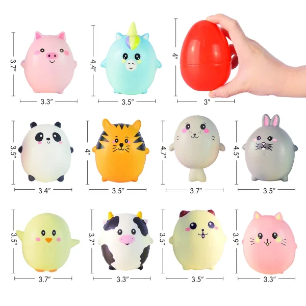 10Pcs 4in Cute Animal Squishy Prefilled Easter Eggs for Easter Egg Hunt