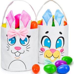 2pcs Easter Bunny Basket Canvas Bags