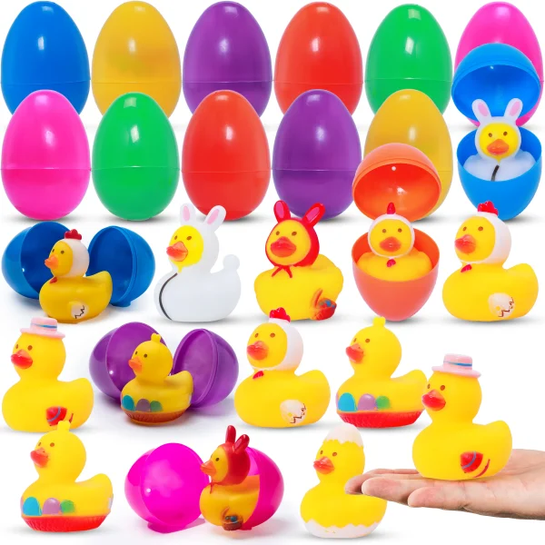 12Pcs 3.2in Rubber Ducks Prefilled Easter Eggs