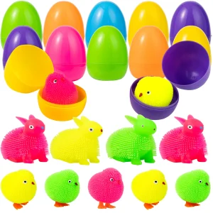 12Pcs Animal Rubber Toys Prefilled Easter Eggs 3in