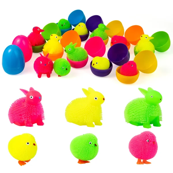 12Pcs Animal Rubber Toys Prefilled Easter Eggs 3in
