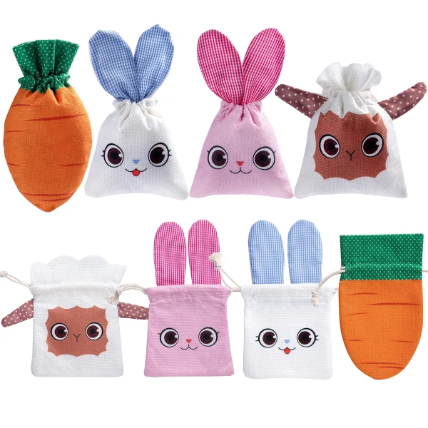 12Pcs Easter Canvas Gift Bags
