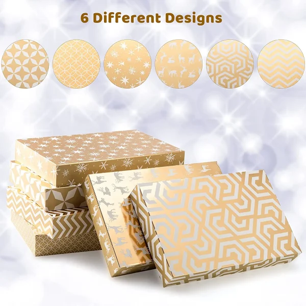 12pcs Foil Golden Patterned Christmas Wrapping Boxes