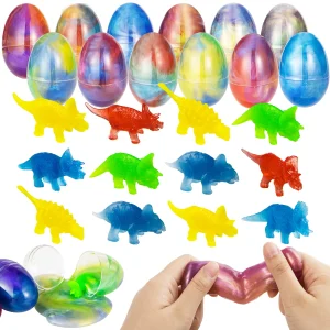 12Pcs Galaxy Slime and Dinosaur Prefilled Easter Eggs