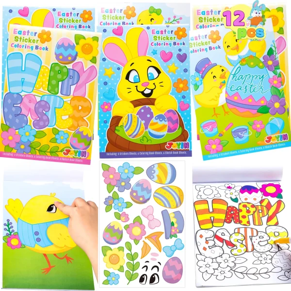 Best 12pcs Kids Easter Coloring Books with Stickers