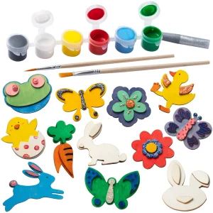 12Pcs DIY Easter Wood Magnet Painting Arts and Craft Kits