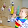12Pcs Hanging Plastic Easter Egg Ornaments with Stand