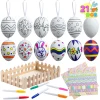12Pcs Hanging Plastic Easter Egg Ornaments with Stand