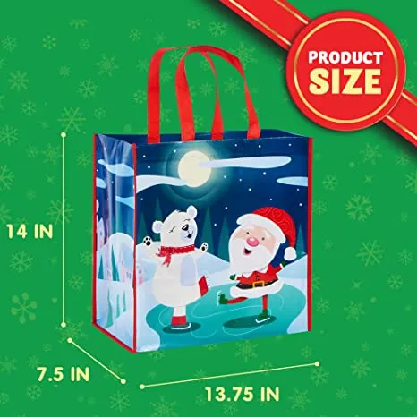 12pcs Large Tote Bags Late Night Christmas Colors