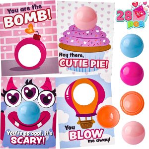 Make up Lip balm with Figures Valentine’s Cards for Kids, 28 Pcs