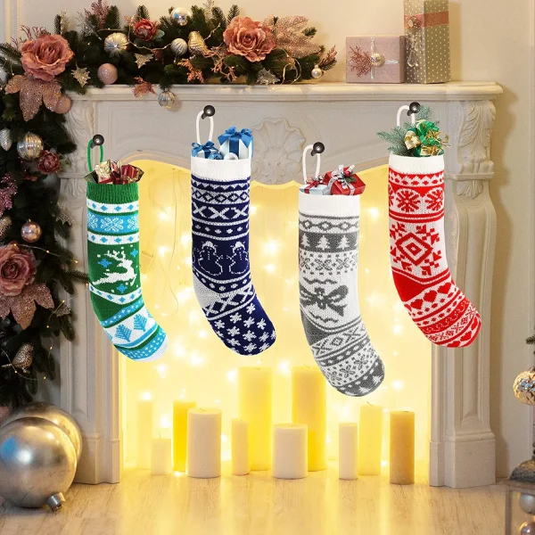 4pcs Multicolor Knit Christmas Stockings 18in