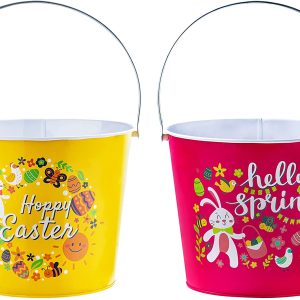 2pcs Large Easter Metal Bucket with Handles