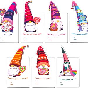 Gnomes Heart Erasers Valentine Card, 28 Pack