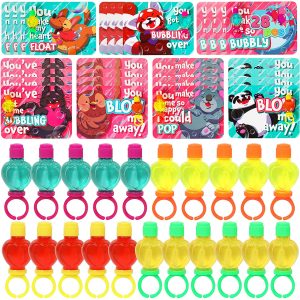 Valentine Mini Bubble wands Ring With Cards, 28 Pack