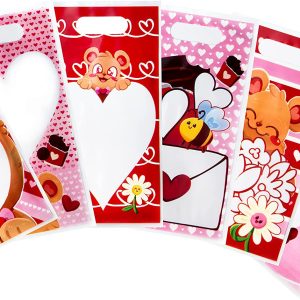 Valentine’s Day Cellophane Plastic Treat Bags, 48 Pcs