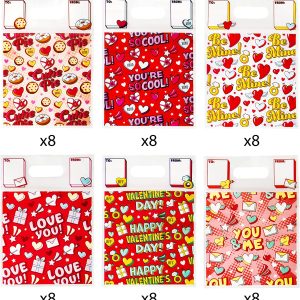 Valentine’s Day Sealing Gift Bag with Handles, 48 Pcs