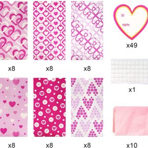 Valentines Day Paper Gift Bags with Tissue Paper, 48 pcs