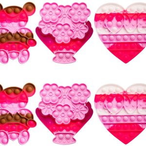 Valentine`s Day Push Bubble Fidget Toys, 6 Pcs